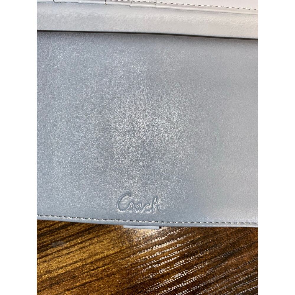 Coach Gray Leather Checkbook Wallet Snap Closure Silver Hardware GUC - Picture 10 of 11